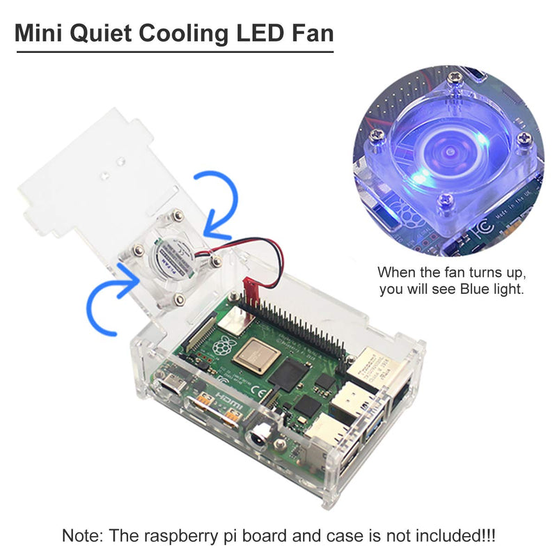  [AUSTRALIA] - MakerFocus 4pcs Raspberry Pi 4 Fan Raspberry Pi Cooling Fan Brushless CPU Quiet LED Cooling Fan DC5V 30mm 30mm Fan Silent Cooler Radiator for Raspberry Pi 4 Model B, Raspberry Pi 3B+ 3B 2B+ Transparent