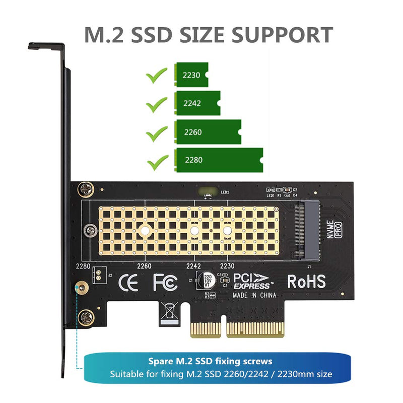 M.2 NVME to PCIe 3.0 x4 Adapter with Aluminum Heatsink Solution - LeoForward Australia