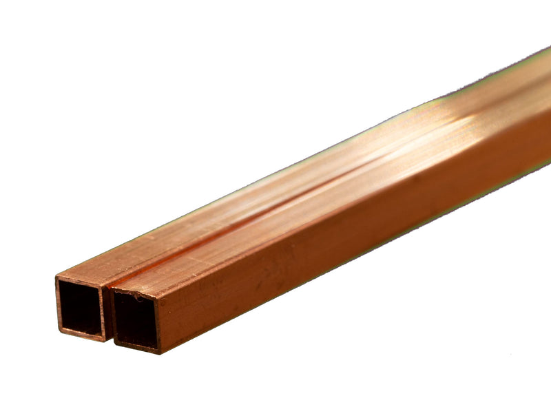  [AUSTRALIA] - K&S 5091 Square Copper Tube, 3/16" OD x 0.014" Wall x 12" Long, 2 Pieces, Made in The USA