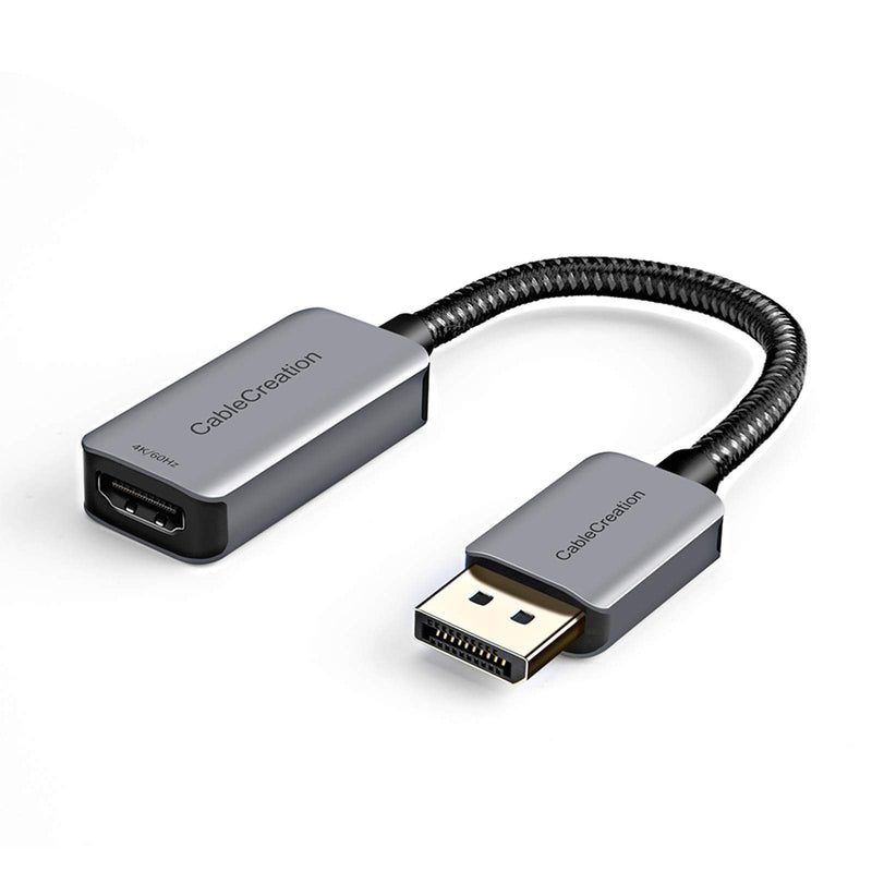  [AUSTRALIA] - Active DP to HDMI Adapter HDR 4K@60Hz 2K@144Hz 1080P@144Hz, CableCreation Braided DisplayPort 1.4 to HDMI 4K Converter (Male to Female), Support Eyefinity Multi-Display, Aluminum Grey