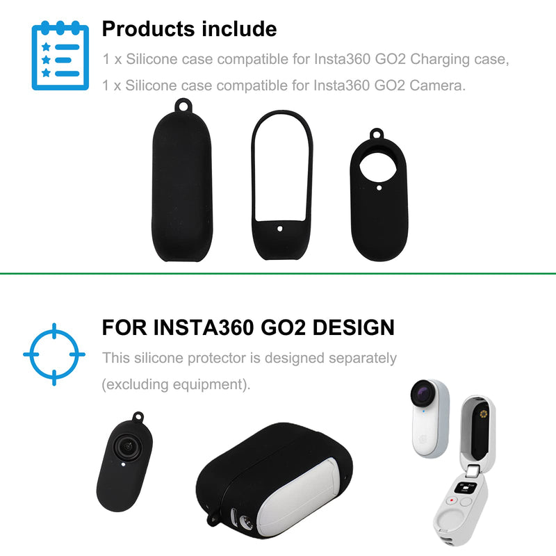  [AUSTRALIA] - CHongnan- Rubber Sleeve Protection Accessories，Protects The Charging Box and Body for Insta360 Go 2 Action Camera(Black), 61*27*18mm Black