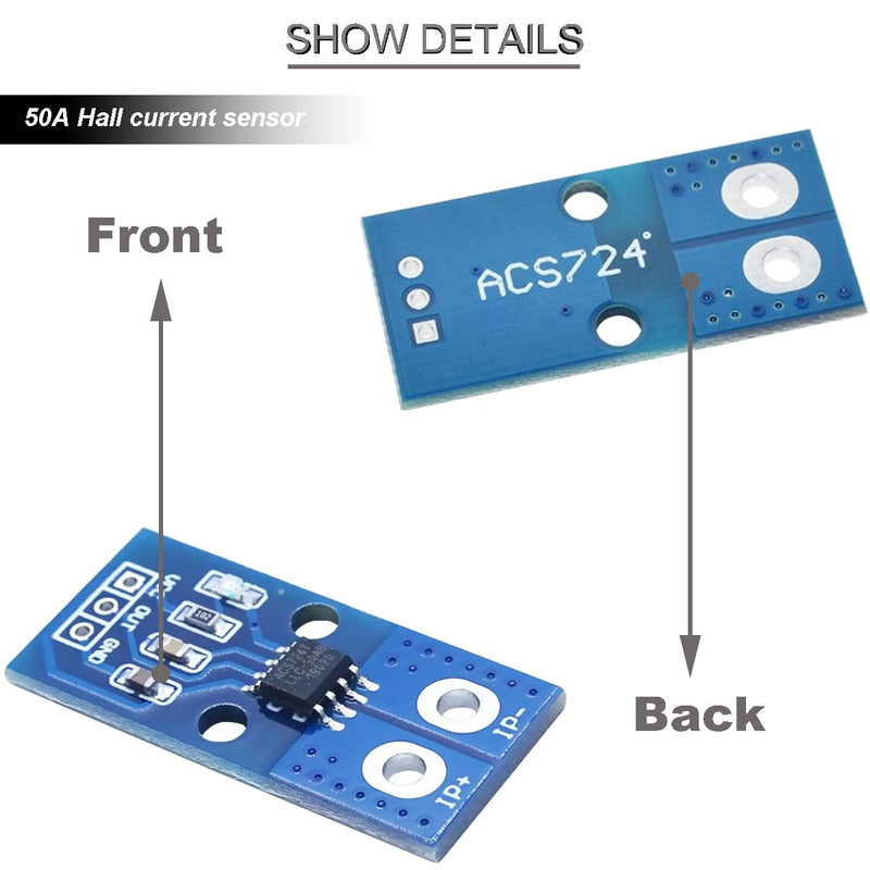  [AUSTRALIA] - Youmile 2 pieces Hall current sensor, Hall current sensor module ACS724 50A range AC/DC Hall effect current sensor with Dupont cable for current measurement