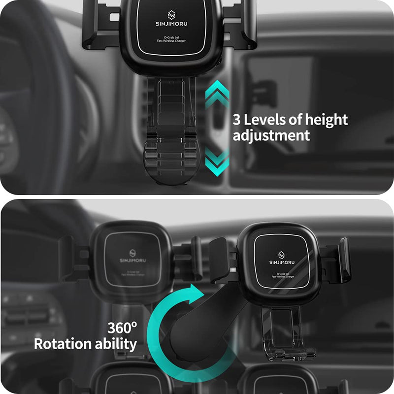  [AUSTRALIA] - [2021Upgraded] Sinjimoru Auto Clamping Wireless Car Charger Mount, Fast Charging Smart Sensor Phone Holder for Car with Air Vent Car Phone Mount, Sinjimoru O-Grab Bal