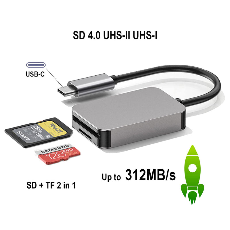  [AUSTRALIA] - 2 in 1 UHS-II Card Reader USB-C Memory Card Reader Adapter UHS-2 High Speed USB Type C SD/TF Card Camera Reader For Micro SD MMC Micro SDXC Micro SDHC, Compatible with MacBook Pro iPad Pro Samsung S21