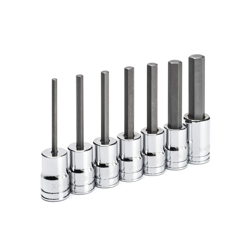  [AUSTRALIA] - GEARWRENCH 7 Pc. 3/8" Drive Mid Length Hex Bit SAE Socket Set - 82529