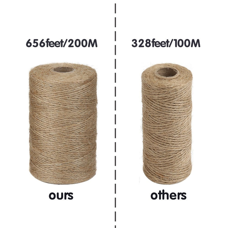  [AUSTRALIA] - Vivifying 656 Feet Natural Jute Twine, Biodegradable 2Ply Garden Twine for Photos, Gifts, Crafts (Brown)