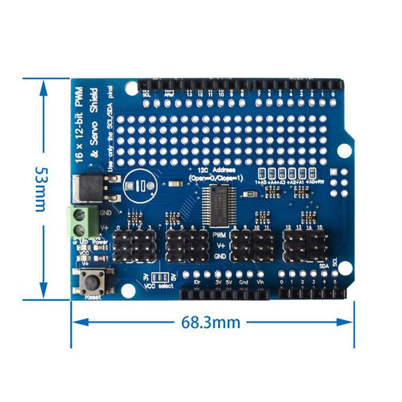  [AUSTRALIA] - HiLetgo PCA9685 Servo Shield PCA9685 16 Channel 12-bit PWM Servo Driver Shield I2C Interface for Arduino