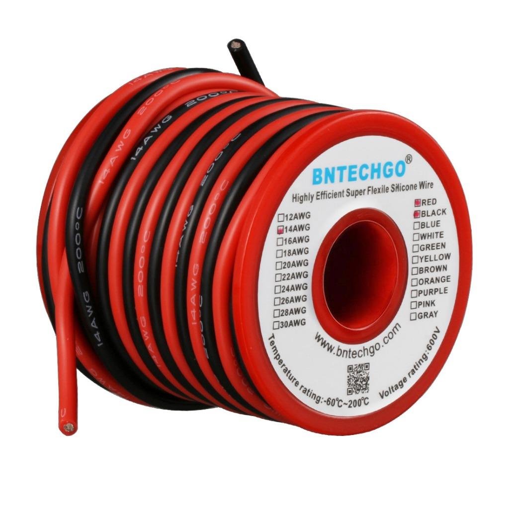  [AUSTRALIA] - BNTECHGO 14 Gauge Silicone Wire Spool Red and Black Each 20ft Flexible 14 AWG Stranded Copper Wire silicone wire red 20ft and black 20ft