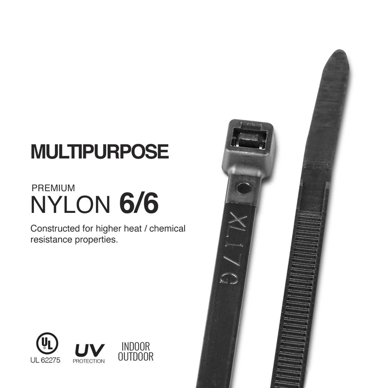  [AUSTRALIA] - TR Industrial Multi-Purpose UV Resistant Black Cable Ties, 12 inches, 100 Pack 12"