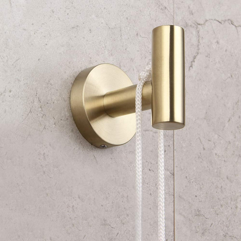 Bathroom Brushed Gold 3-Piece Accessories Set SUS304 Stainless Steel Bath Shower (Robe Hook, Toilet Paper Holder, 12" Hand Towel Bar) Contemporary Style Brushed Pvd Zirconium Gold - LeoForward Australia