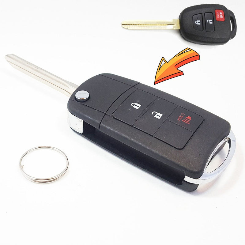  [AUSTRALIA] - RI-KEY SECURITY Style Flip Key Modified Case Shell for Toyota RAV4 2013-2015 Remote Key 3 Buttons