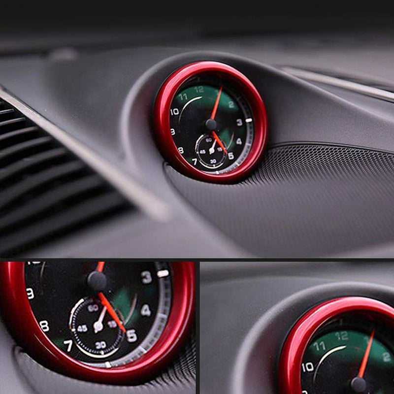 Luxury Matte Red Dashboard Center Clock Compass Cover Aluminum Ring Emblem Sticker for Porsche 911 Cayenee Boxster Macan Panamera, etc - LeoForward Australia
