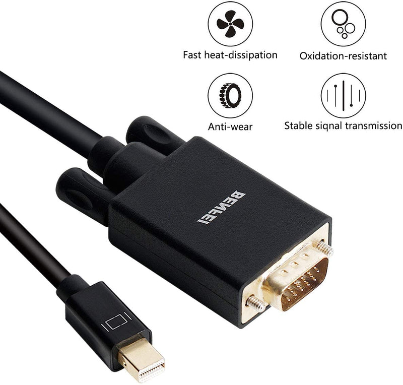  [AUSTRALIA] - Mini DisplayPort to VGA Cable, Benfei Mini DisplayPort to VGA 3 Feet Cable (Thunderbolt 2 Compatible) with MacBook Air/Pro, Surface Pro/Dock, Monitor, Projector 1 PACK