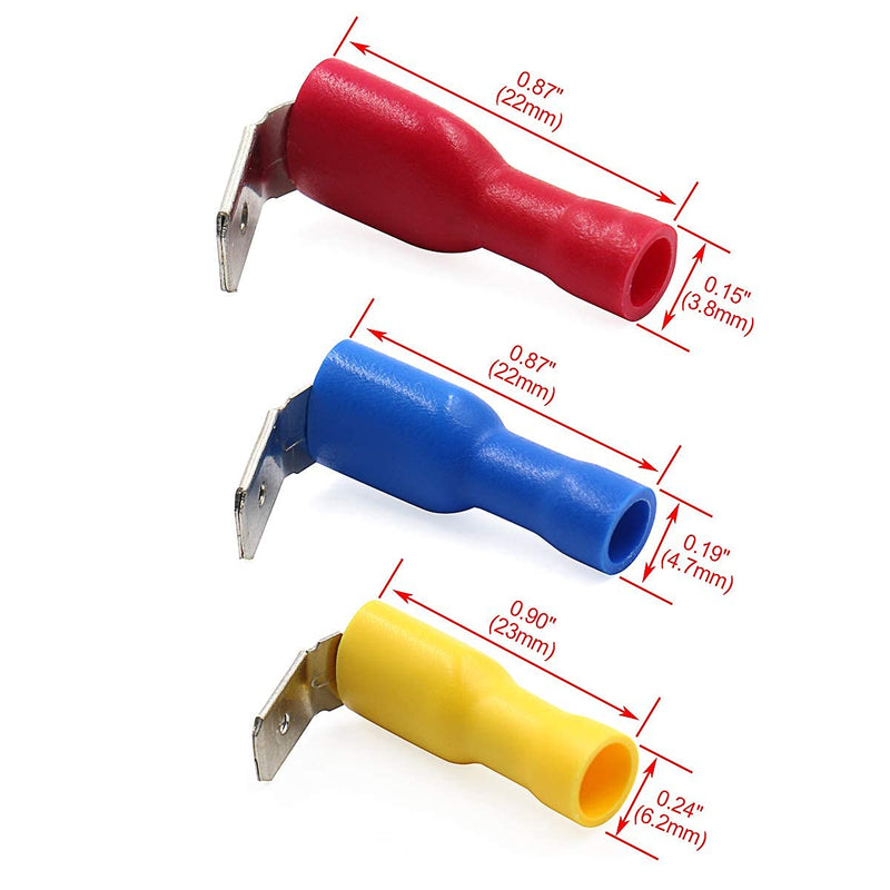  [AUSTRALIA] - Baomain Fully Insulated Connector Piggy Back Spade Cable Lugs Set tabs Receptacles 6.3mm 0.5-6.0mm² 100 Pcs