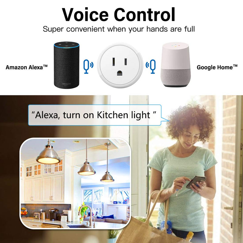  [AUSTRALIA] - Aoycocr Alexa Smart Plugs - Mini Bluetooth WIFI Smart Socket Switch Works With Alexa Echo Google Home, Remote Control Smart Outlet with Timer Function, No Hub Required, ETL/FCC Listed 4 Pack