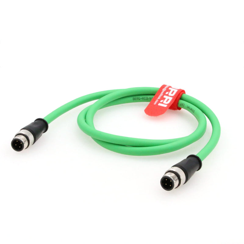  [AUSTRALIA] - DRRI M12 4Pin D-Code Male to D-Code Male Extension Ethernet Shielded Cat5 Cable (1M) 1M Green