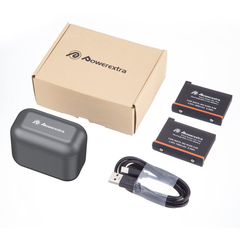  [AUSTRALIA] - Powerextra Replacement Insta360 x3 Battery 1800mAh with Fast Charger Hub for Insta360 X3 Camera Accessories with Misro SD Card Slots (Battery Charger Hub with 2 Batteries)
