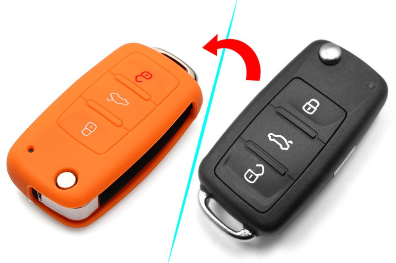 AndyGo Protective Silicone Key Cover Keyless Entry Remote Fob Shell Fit for VW Volkswagen 3 Button Black - LeoForward Australia