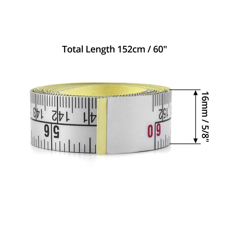  [AUSTRALIA] - QWORK Adhesive Backed Tape Measures, 2 Pack 60" Left to Right ReadingWorkbench Ruler Self-Adhesive Measuring Tape 60 inch