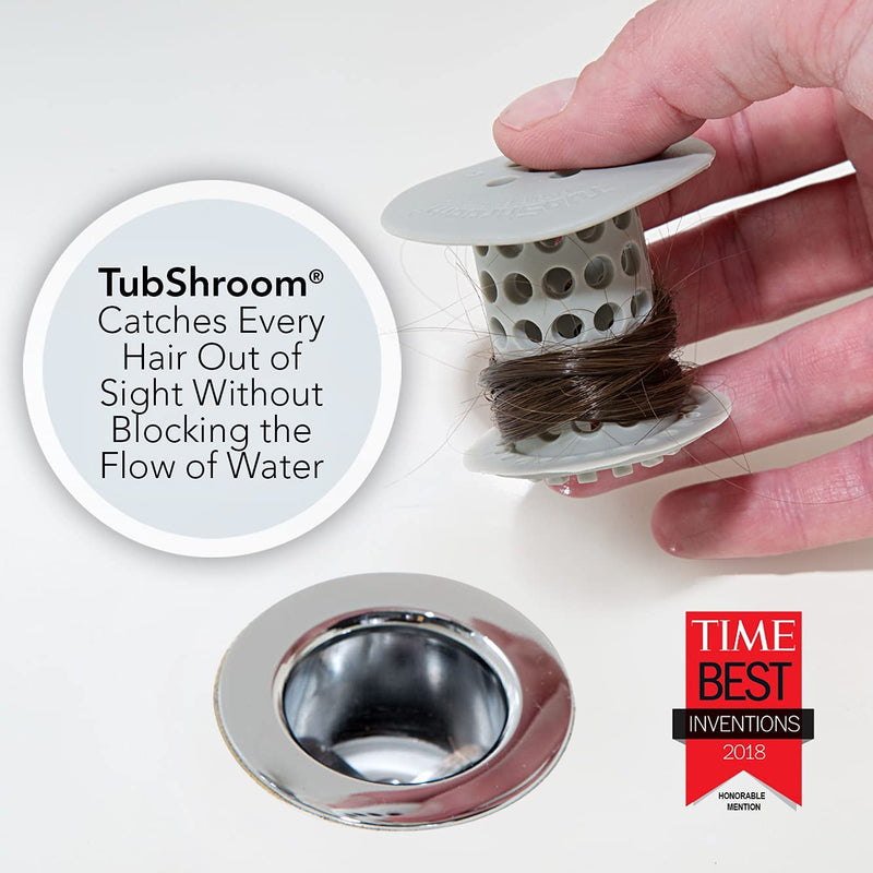 TubShroom Tub Hair Catcher Drain Protector, Fits 1.5"-1.75", Gray - LeoForward Australia