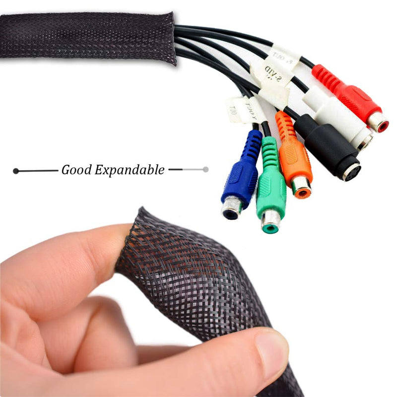  [AUSTRALIA] - (100ft x 1/2" ) Cable Sleeve, PET Expandable Braided Sleeving Wire Sleeve Black Cable Wrap for HiFi Audio and Video Headphone Cable Management Protect Cat from Chewing Cords