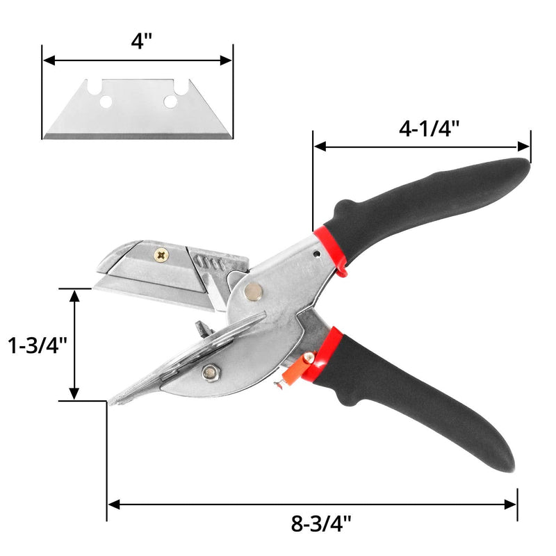  [AUSTRALIA] - QWORK Miter Shears Multifunctional Trunking Shears 45 to 135 Adjustable Degree for Cutting Various Shape Vinyl Plastic Wood Material Style 2