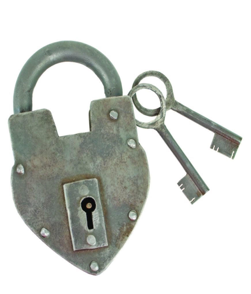  [AUSTRALIA] - Antique Reproduction Heart Padlock with 2 Skeleton Keys INsideOUT by Upper Deck