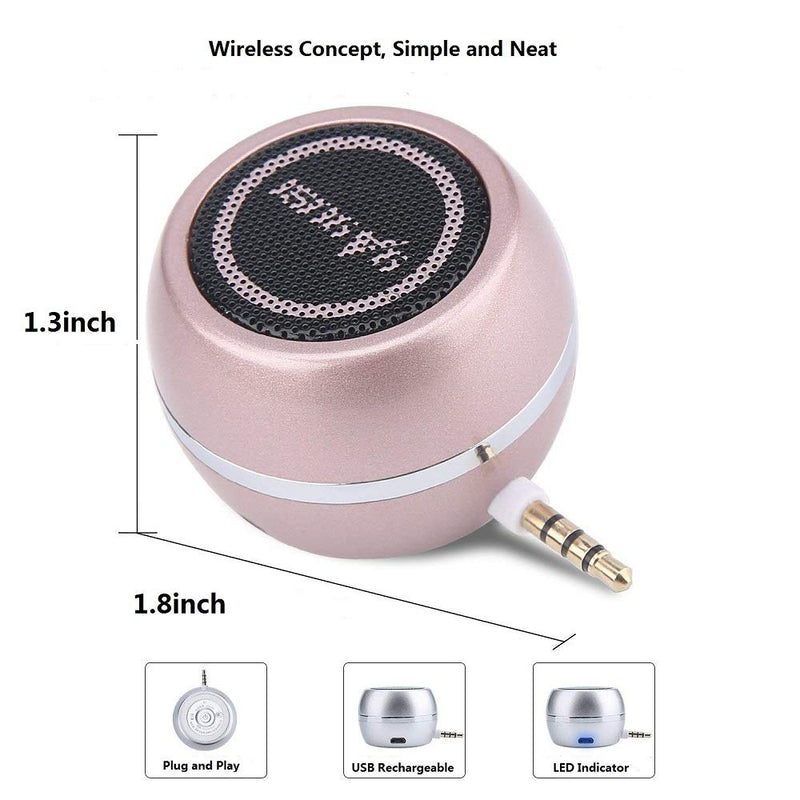  [AUSTRALIA] - Mini Portable Speaker with 3.5mm Aux Input Jack, 3W Mobile Phone Line-in Speaker for iPhone iPad iPod Tablet Cell Phones, Gifting for Girls/Kids, Rose Gold