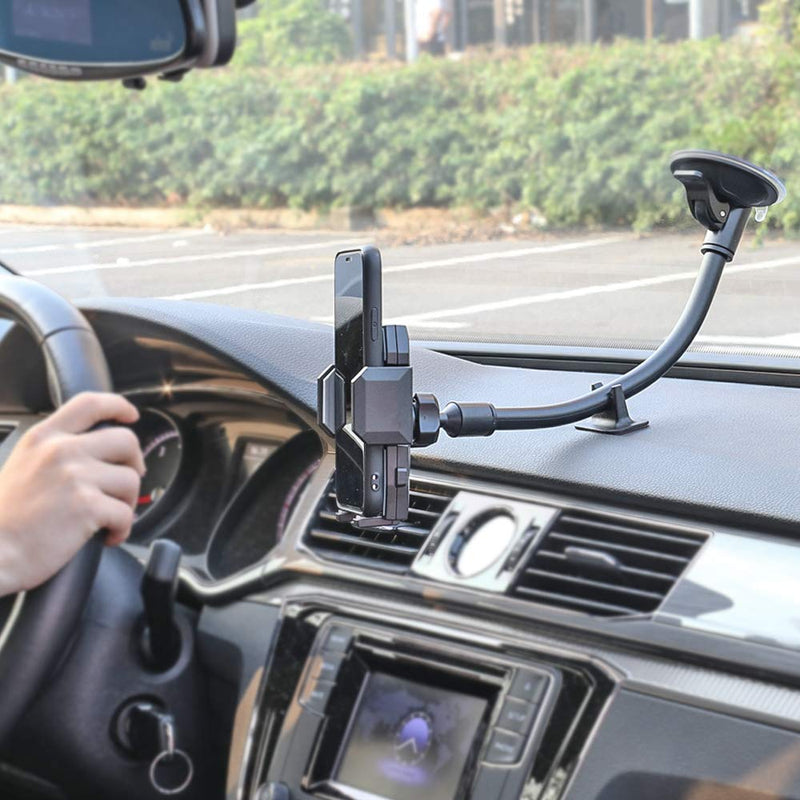  [AUSTRALIA] - Kolasels Long Arm Cell Phone Holder for Car, Windshield Phone Holder with Shock Absorption Design for iPhone 11/Xs/Xr/X/8 Plus/8/7/6, Samsung Note 10+/10/9/8/7, HTC, LG and More Cell Phones