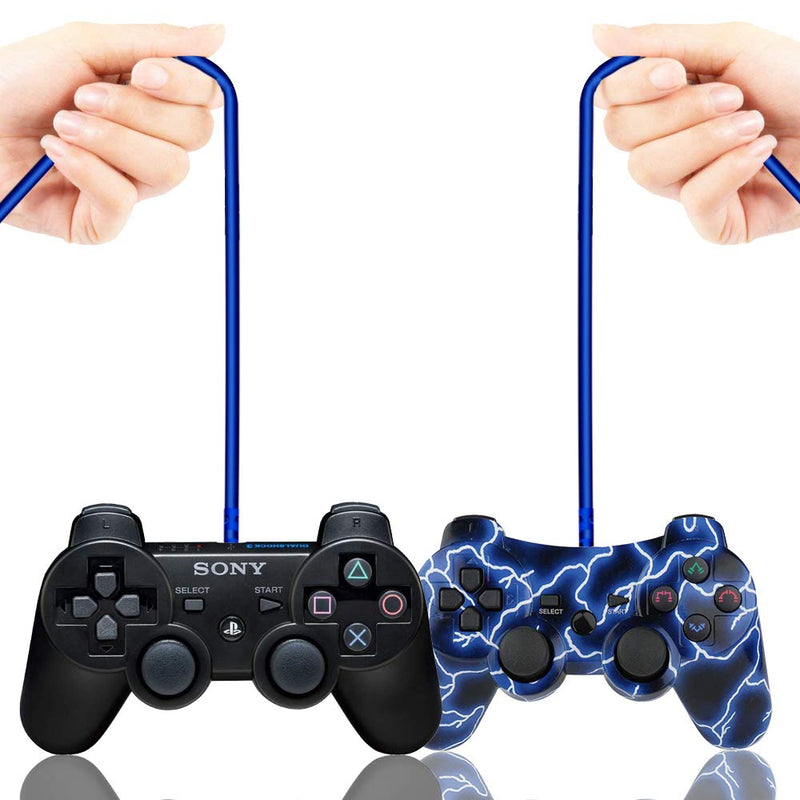  [AUSTRALIA] - 2Pcs Pack PS3 Controller Charger Charging Cable Sync Cord, 3M 10ft Mini USB Charge and Play Cable for PS Move/PS3/PS3 Slim Wireless Controller (Blue) Blue: 2Pcs Pack