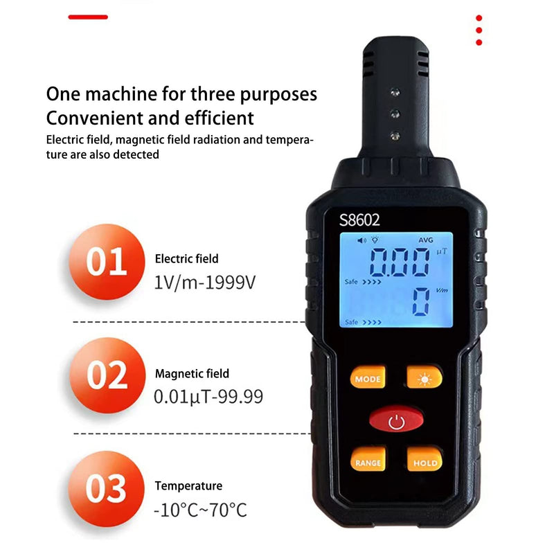  [AUSTRALIA] - EMF Test, Electromagnetic Radiation Tester EMF Electric Magnetic Field Detector Meter 5 Hz to 3500 Hz