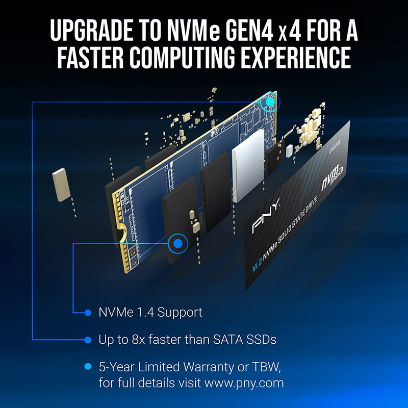  [AUSTRALIA] - PNY CS2241 500GB M.2 NVMe Gen4 x4 Internal Solid State Drive (SSD) - M280CS2241-500-RB