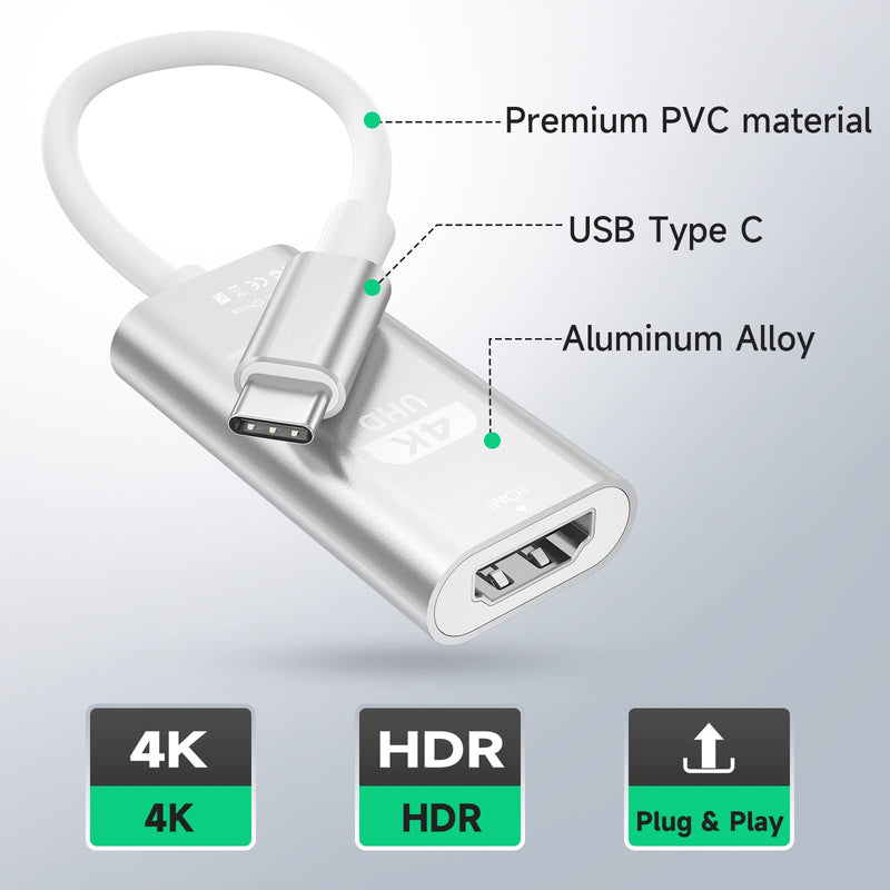  [AUSTRALIA] - Deegotech USB C to HDMI Adapter 4K for MacBook, Aluminum Type C to HDMI Adapter, Portable C Port HDMI Adapter Compatible with MacBook Air Pro, TV, Projector, iPad Pro, Pixelbook, Galaxy S21 S20