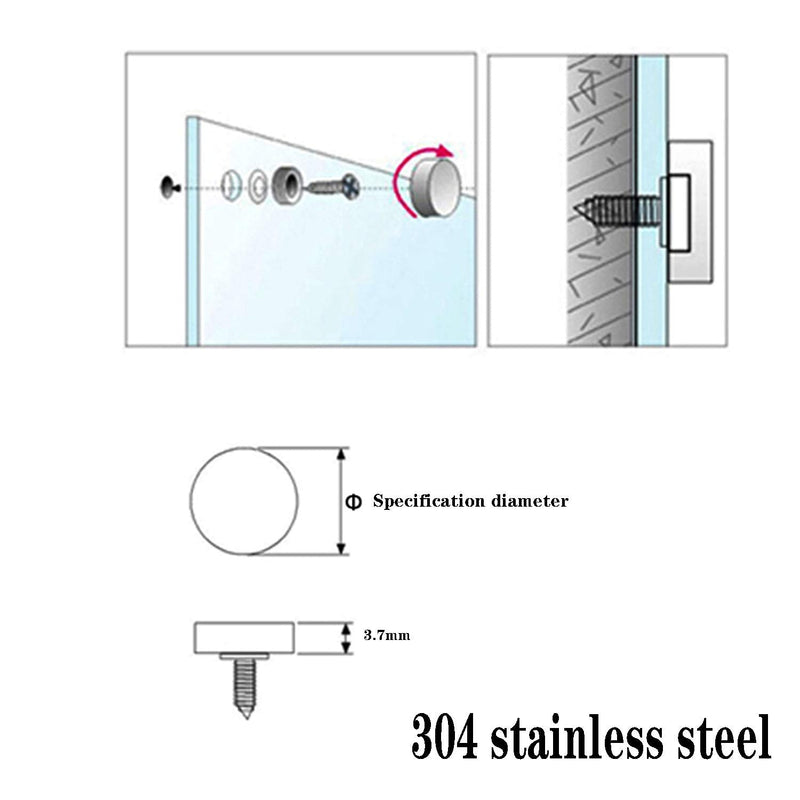  [AUSTRALIA] - UoYu 28 Pcs Mirror Screws Stainless Steel Screw Cover/Cap Fasteners Decorative Mirror Sign/Advertising Hardware Nails Construction(Silver） (16mm) 16mm
