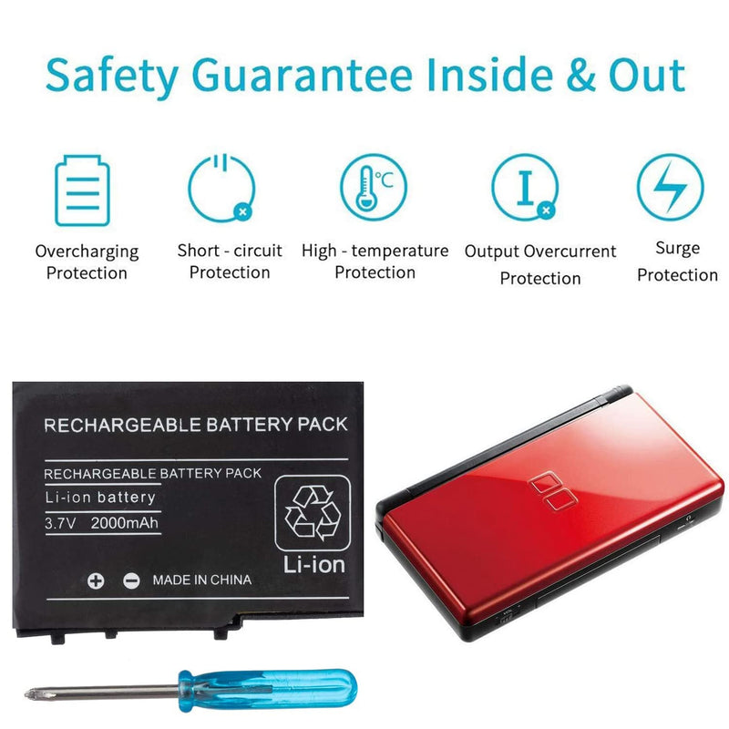  [AUSTRALIA] - OSTENT 2000mAh 3.7V Rechargeable Lithium-ion Battery + Tool Pack Kit Compatible for Nintendo DSL NDS Lite