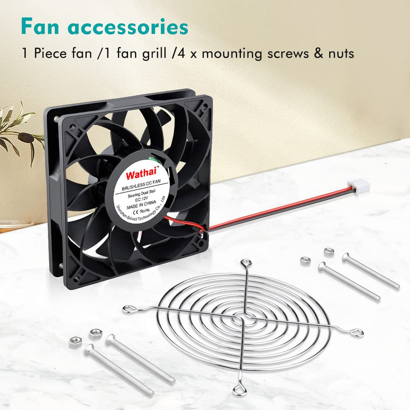  [AUSTRALIA] - Wathai 120mm x 25mm 12V High Air Pressure Fan Dual Ball High Speed DC Brushless Cooling Fan