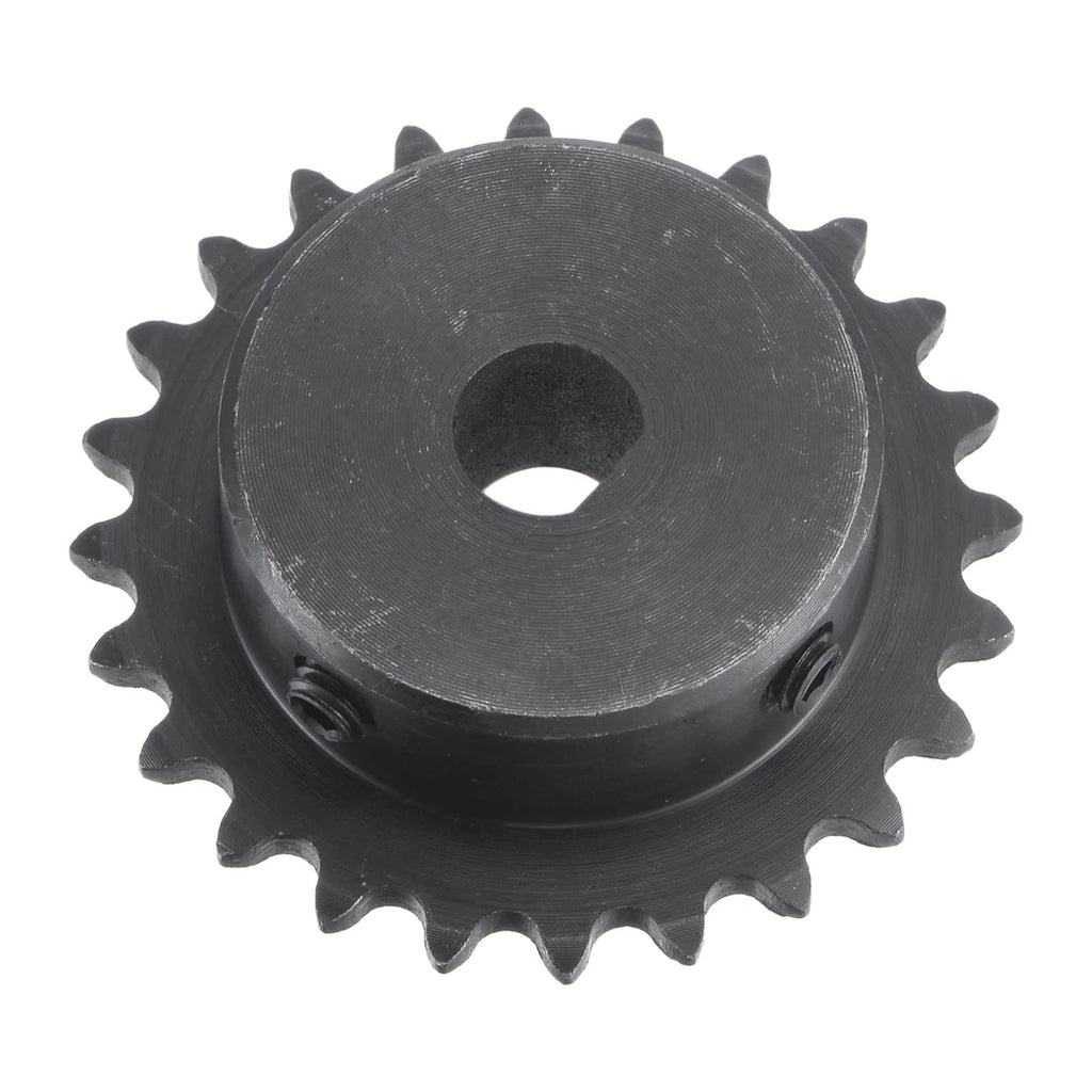  [AUSTRALIA] - uxcell 24 Tooth Roller Sprocket B Type, 25 Chain Single Strand 1/4" Pitch, 10 x 9mm Bore Black Oxide C45 Carbon Steel with Set Screws for ISO 04C Chain