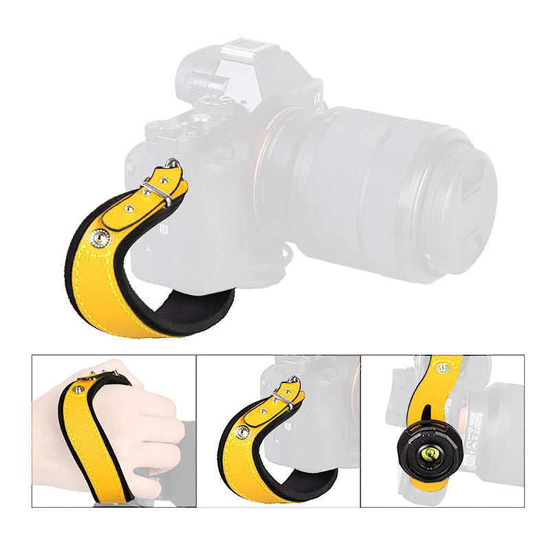  [AUSTRALIA] - LENSGO VDS6 Professional Camera Hand Grip Strap with Metal Plate Yellow