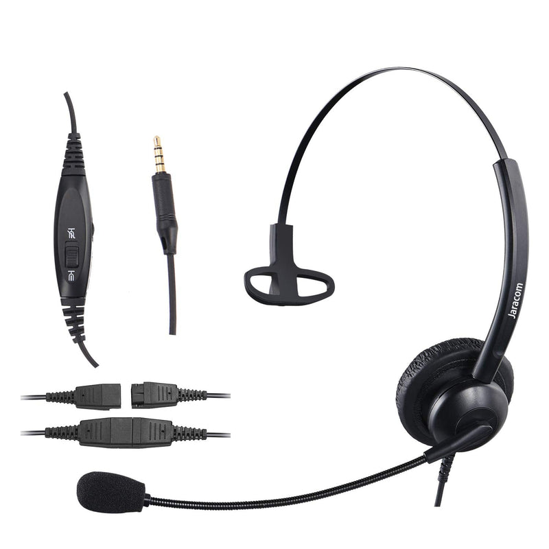 [AUSTRALIA] - Jaracom 3.5 mm Wired Headset with Microphone Noise Cancelling and Mic Mute, 3.5mm Telephone Single Ear Headphone for Cellphone Mobile Phone Tablet PC Computer, Skype, Zoom, Skype for Business and More