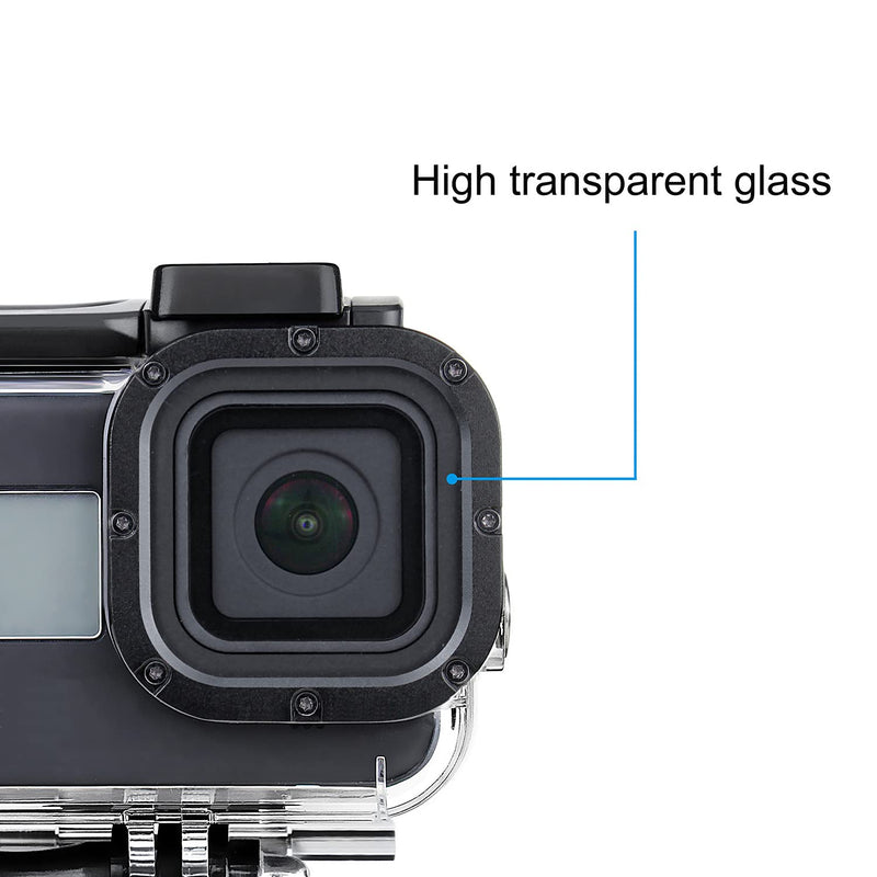  [AUSTRALIA] - SOONSUN Waterproof Housing Case for GoPro Hero 8 Black, Built-in Dual Cold Shoe Slots and Includes 2 Clod Shoe Mount Adapters, 196 Ft Underwater Protective Diving Housing Case for GoPro Hero8 Black Waterproof Housing for HERO8 Black