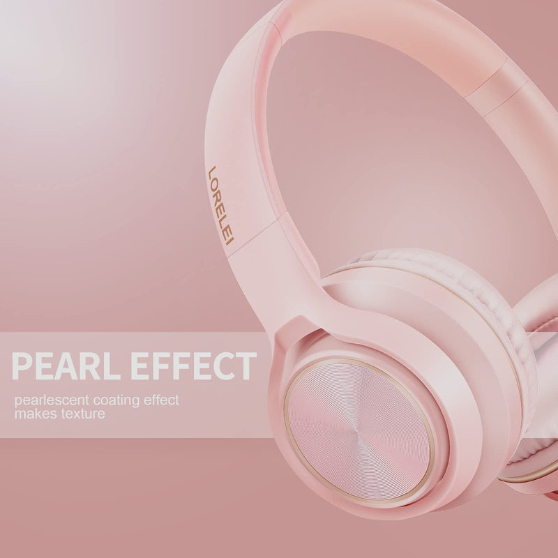  [AUSTRALIA] - LORELEI S9 Wired Headphones with Microphone for School，On-Ear Kids Headphones for Girls Boys，Folding Lightweight and 3.5mm Audio Jack Headset for Phone, Ipad，Tablet, PC, Chromebook (Pearl Pink) Pearl Pink