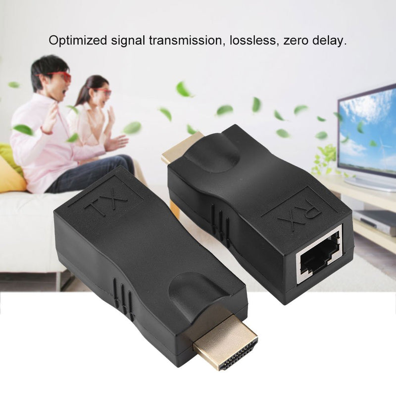 2X HDMI to RJ45 Network Cable Extender Converter Repeater Over Single 30m CAT-5e CAT6 Support HDMI1.4 3D 1080P Resolution, 4k 2k, for PS3 TV PC Projector Computer HD EVD, etc - LeoForward Australia