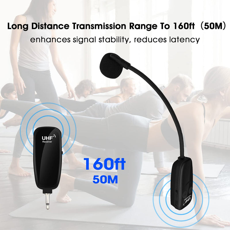  [AUSTRALIA] - Wireless Microphone Headset,UHF Headset System,160ft Range,Headset and Handheld Mic 2 in 1,Compatible for Speaker,Teaching,Singing,Fitness Instructor