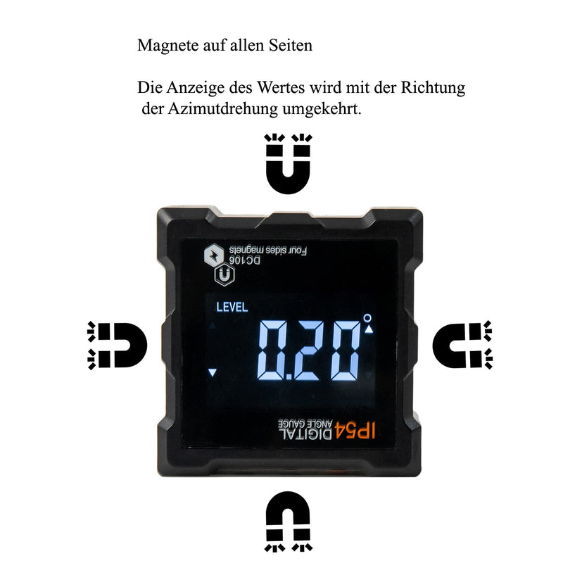  [AUSTRALIA] - Beslands Digital Protractor Magnetic Bevel Box Inclinometer LCD Waterproof Angle Gauge Integrated 4 Magnets Inclinometer 4 Side Magnets