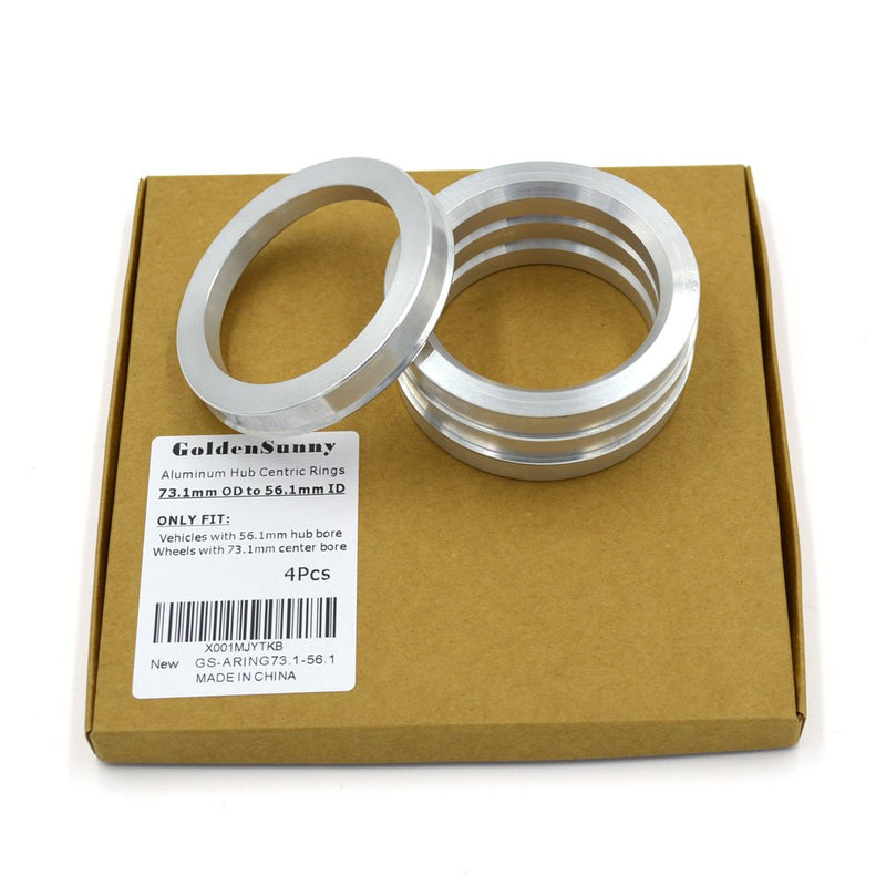 [AUSTRALIA] - GoldenSunny 73.1mm OD to 56.1mm ID Hub Centric Rings, Silver Aluminum Hubcentric Rings for Many Honda Civic/Subaru WRX STI Outback/Mini Cooper, Pack of 4
