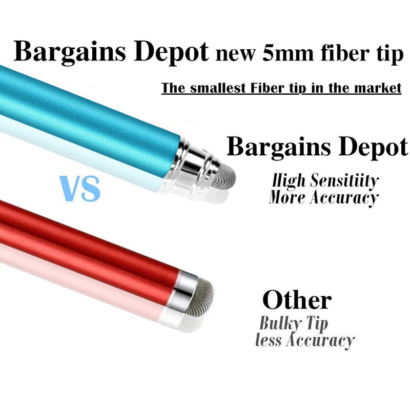 Bargains Depot New 5mm High-Sensivity Fiber Tip Capacitive Stylus Dual-tip Universal Touchscreen Pen for All Tablets & Cell Phones with 8 Extra Replaceable Fiber Tips (4 Pcs, Black/Aqua/Silver/Yellow) Black/Aqua/Silver/Gold - LeoForward Australia