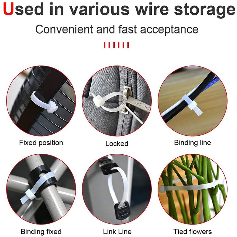  [AUSTRALIA] - AIGAISHISXIN 200pcs Cable Zip Ties Self-Locking Heavy Duty Durable Cable Ties Plastic Adjustable Nylon Tie Wraps with 50 Pounds Tensile Strength Reusable Wire Ties for Home Office Garden (White/12in) 200