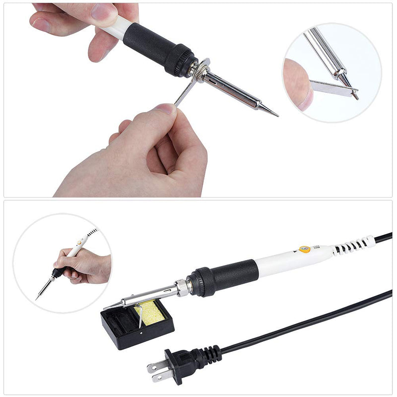  [AUSTRALIA] - Wmore Soldering Iron Kit Welding Tools, 110V 20W to 60W Adjustable Temperature Soldering Iron, 1xSolder Wire, 5xSoldering Tips, 1xSoldering Stand, Perfect for DIY Soldering Project