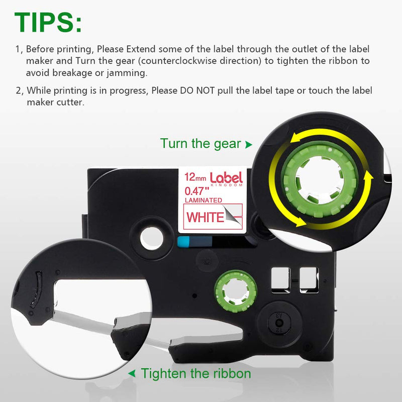  [AUSTRALIA] - Label KINGDOM Compatible Labels Replacement for Brother TZe-232 TZ-232 Red on White P Touch TZe Label Tape 12mm 0.47 Inch Laminated for PT-D210 PT-D400 PT-D200 PT-H110 Label Maker, 2-Pack