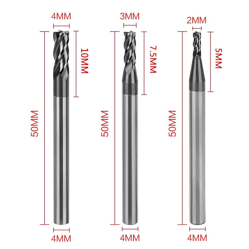  [AUSTRALIA] - 8pcs 2-12mm CNC Square Nose End Mills,Carbide Tungsten Steel 4 Fultes Milling Cutter, Router Bits Rotary Bits Tool Straight Shank 2-12mm